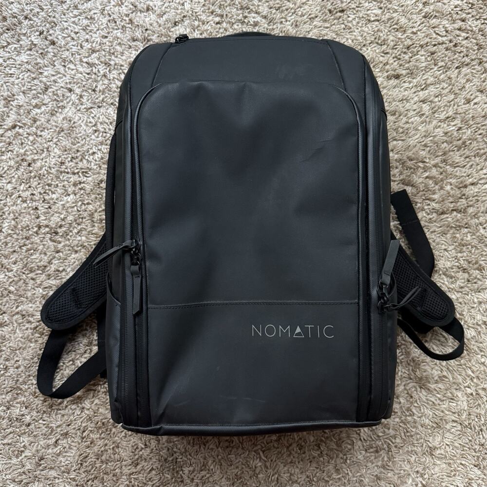 NOMATIC Travel Pack Backpack Black, 14L Expands to 21L, RFID Safe, TSA Ready